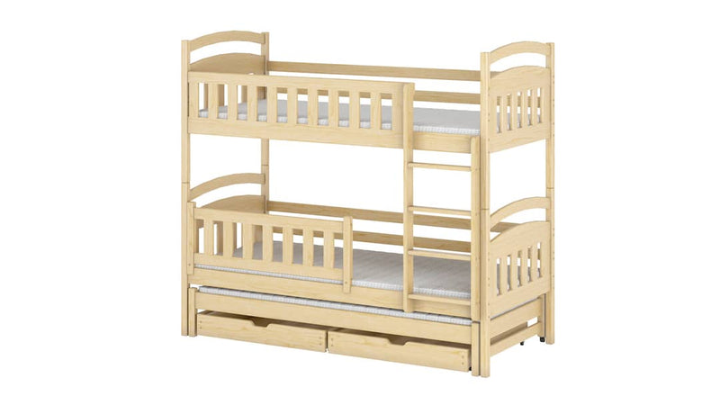 Blanka Bunk Bed with Trundle and Storage [Pine] - White Background