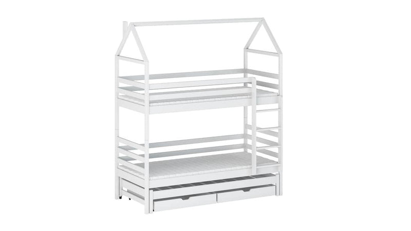 Dalia Bunk Bed with Trundle and Storage [White] - White Background