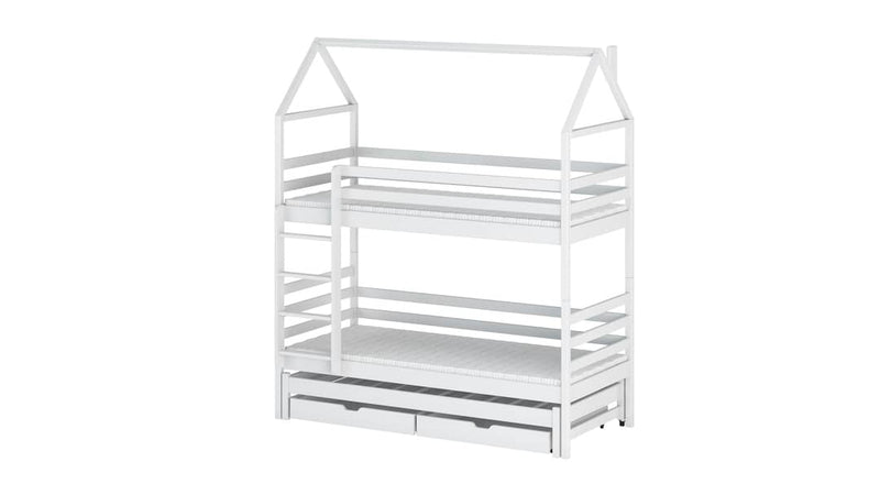 Dalia Bunk Bed with Trundle and Storage [White] - White Background 