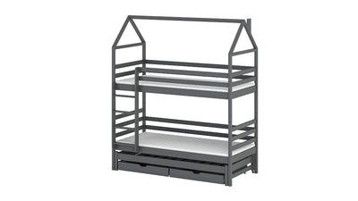 Dalia Bunk Bed with Trundle and Storage [Graphite] - White Background #2
