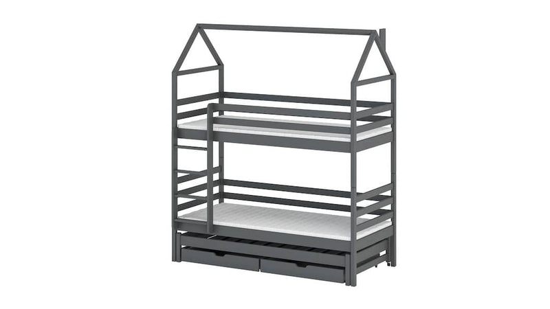 Dalia Bunk Bed with Trundle and Storage [Graphite] - White Background 