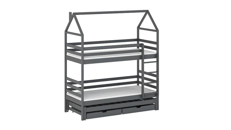 Dalia Bunk Bed with Trundle and Storage [Graphite] - White Background