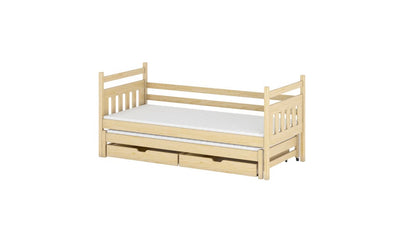 Daniel Double Bed with Trundle [Pine] - White Background