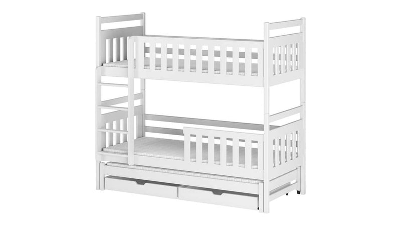 Klara Bunk Bed with Trundle and Storage [White Matt] - White Background