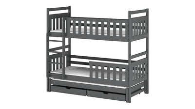Klara Bunk Bed with Trundle and Storage [Graphite] - White Background