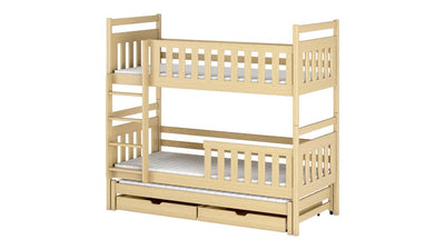 Klara Bunk Bed with Trundle and Storage [Pine] - White Background
