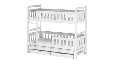 Kors Bunk Bed with Trundle and Storage [White] - White Background