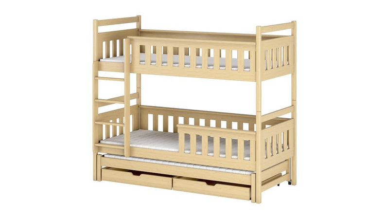 Kors Bunk Bed with Trundle and Storage [Pine] - White Background