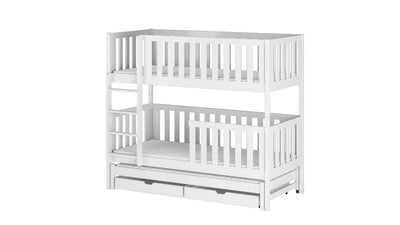 Lea Bunk Bed with Trundle and Storage [White] - White Background #2