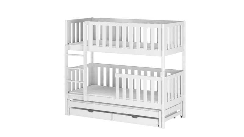 Lea Bunk Bed with Trundle and Storage [White] - White Background 