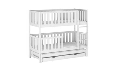 Lea Bunk Bed with Trundle and Storage [White] - White Background