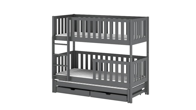 Lea Bunk Bed with Trundle and Storage [Graphite] - White Background 