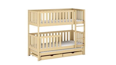 Lea Bunk Bed with Trundle and Storage [Pine] - White Background