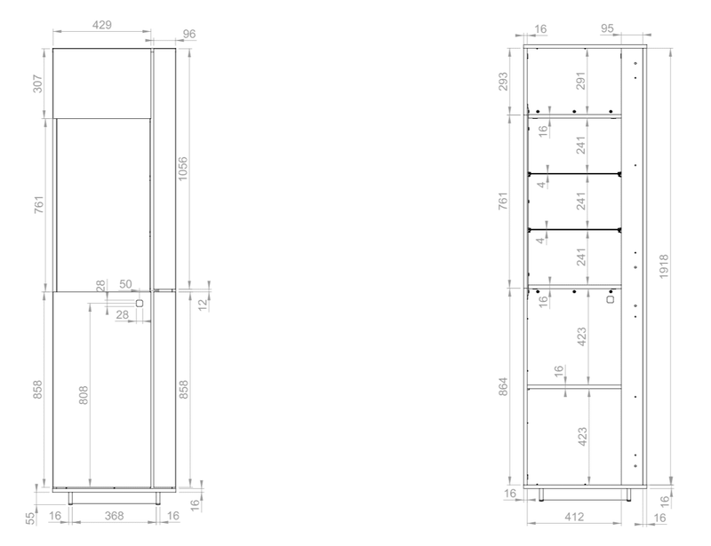 Modico MC-03 Tall Display Cabinet 54cm