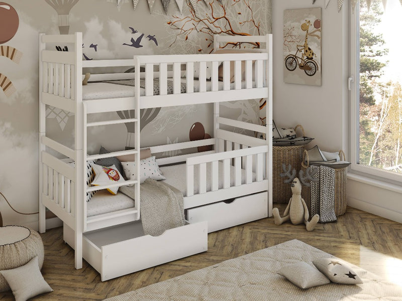 Wooden Bunk Bed Monika with Storage [White] - Product Arrangement 