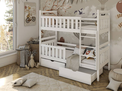 Wooden Bunk Bed Monika with Storage [White] - Product Arrangement #4
