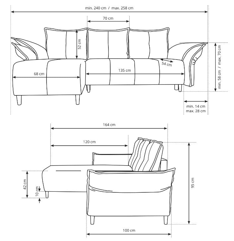 Corner Sofa Bed Napoli - Dimensions Image
