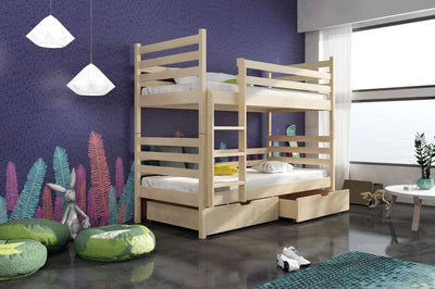 Wooden Bunk Bed Nemo with Storage [Pine] - Product Arrangement #1