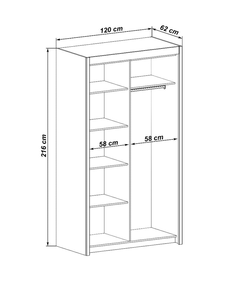 Inova Sliding Door Wardrobe 120cm – Arthauss Furniture