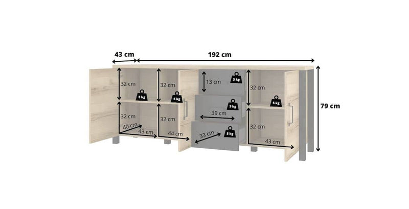 Olin 47 Sideboard Cabinet 192cm