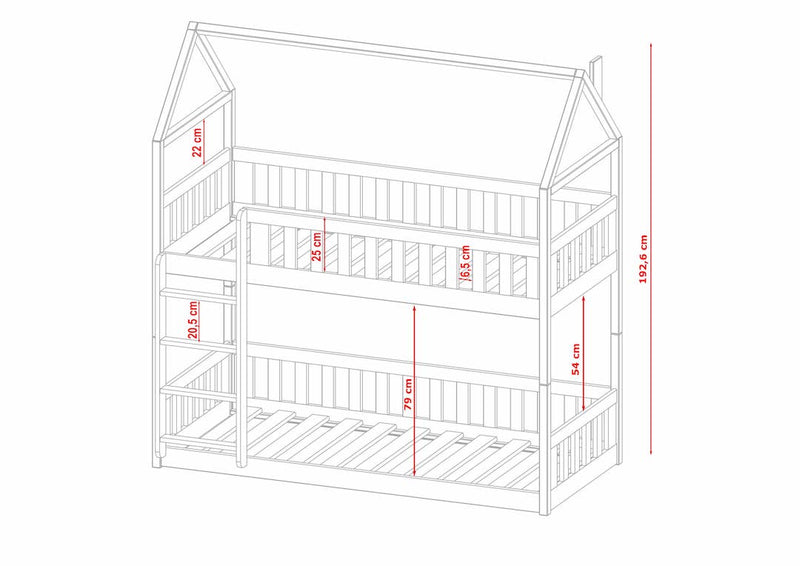 Wooden Bunk Bed Pola - Dimensions