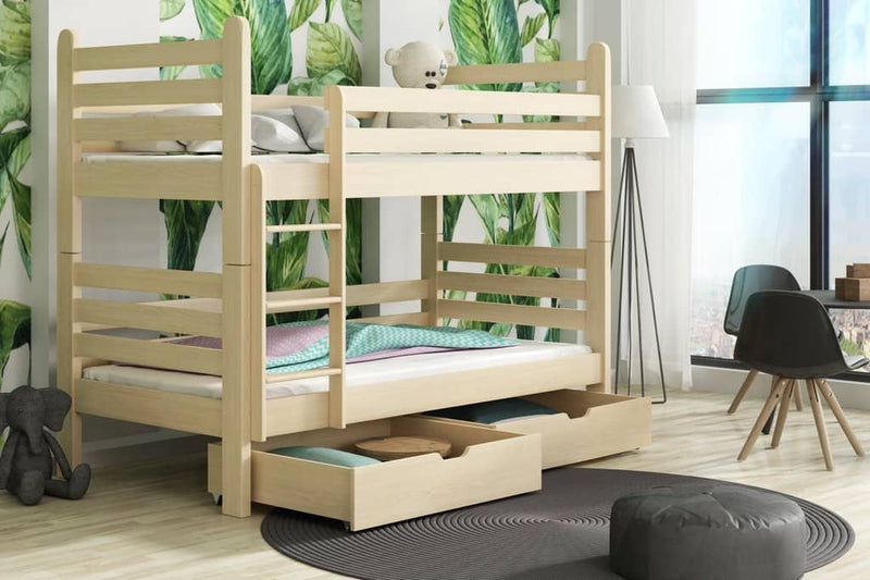 Wooden Bunk Bed Patryk with Storage [Pine] - Product Arrangement 
