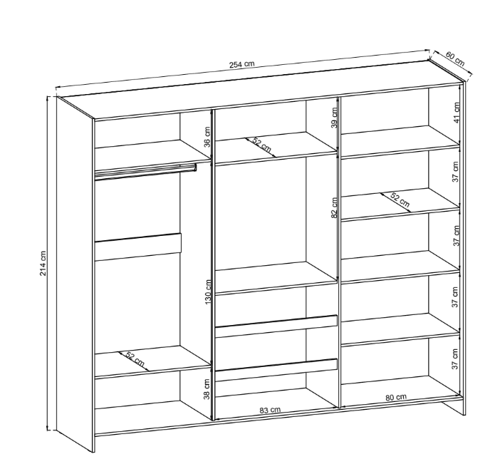 TV Sliding Door Wardrobe 254cm – Arthauss Furniture