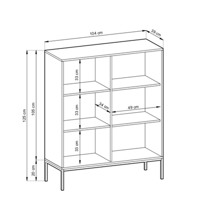 Nova Highboard Cabinet 104cm - Product Dimensions