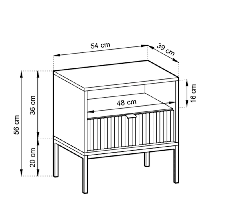 Nova Cabinet 54cm - Product Dimensions
