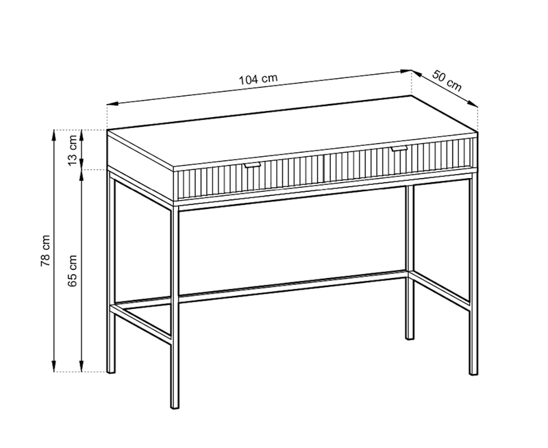 Nova Desk 104cm - Dimensions