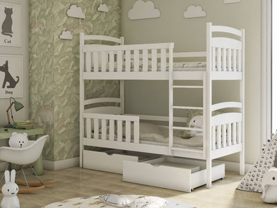 Wooden Bunk Bed Sebus with Storage [White] - Product Arrangement #2