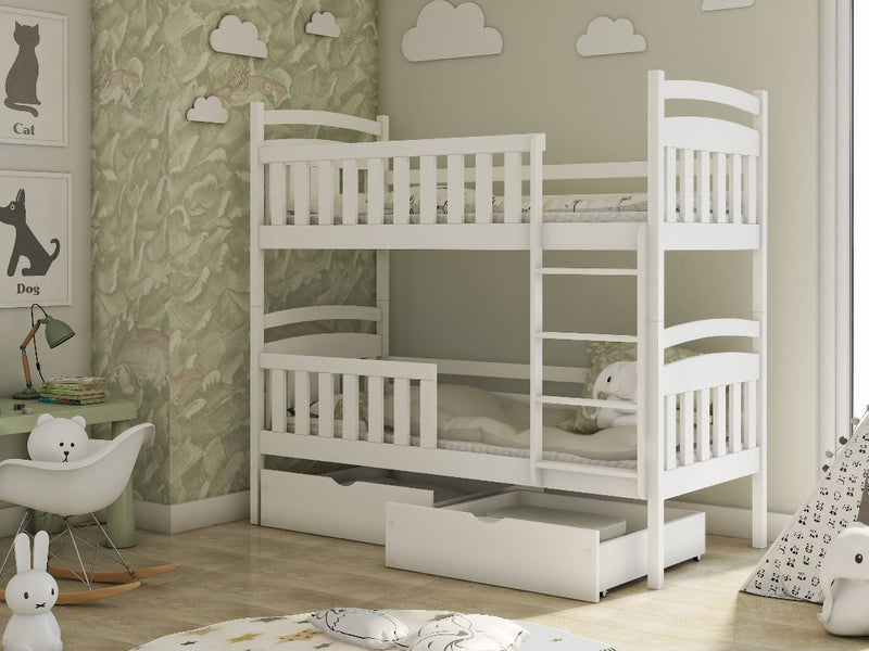 Wooden Bunk Bed Sebus with Storage [White] - Product Arrangement 