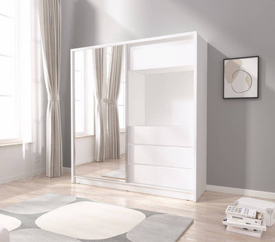 TV Sliding Door Wardrobe 204cm [White] - Lifestyle Image 