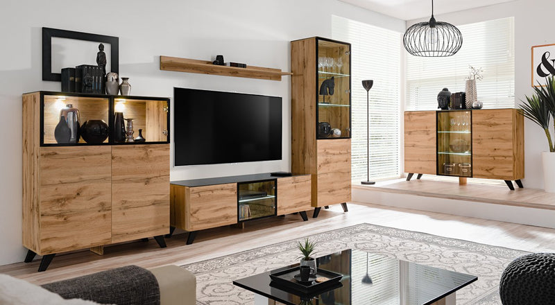 Thin Living Room Set in Wotan Oak