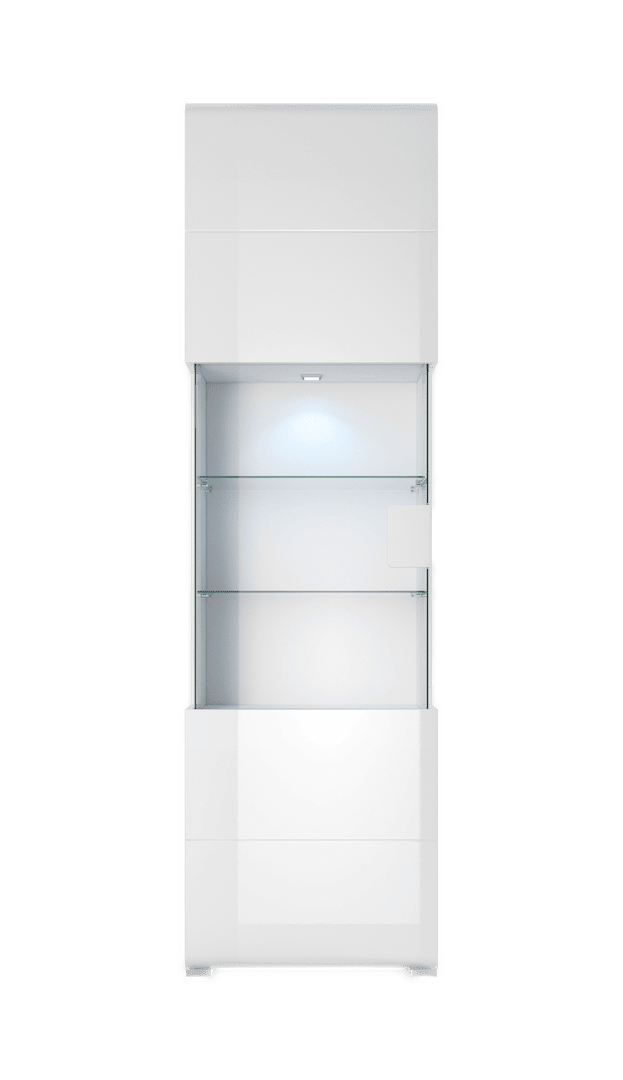 Toledo 05 Display Cabinet 61cm [Front White Gloss with White Matt Carcass] - Front Angle