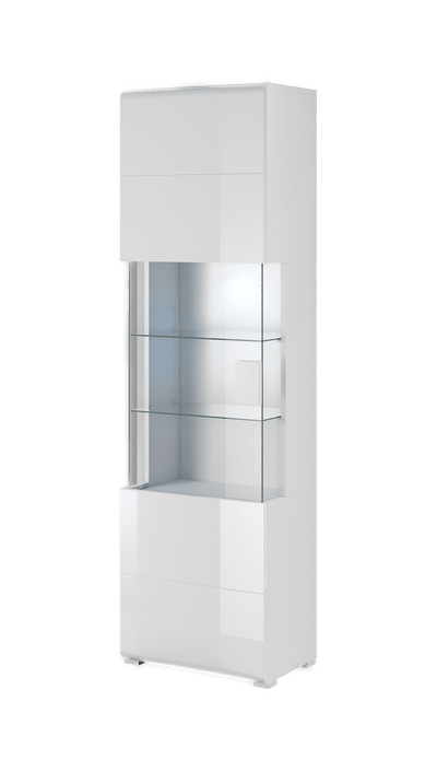 Toledo 05 Display Cabinet 61cm [Front White Gloss with White Matt Carcass] - White Background