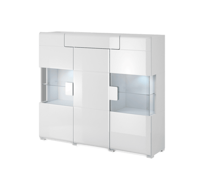 Toledo 46 Display Cabinet 147cm [Front White Gloss with White Matt Carcass] - White Background