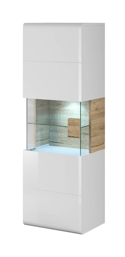 Toledo 07 Wall Hung Cabinet 53cm [Front White Gloss & San Remo Oak with White Matt Carcass] - White Background