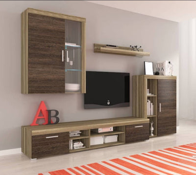 Tom Entertainment Unit [Front: Wenge & Carcass: Oak] - Lifestyle Image 