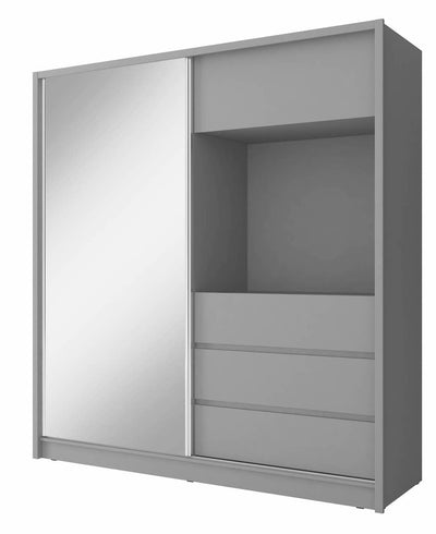 TV Sliding Door Wardrobe 204cm [Grey] - White Background