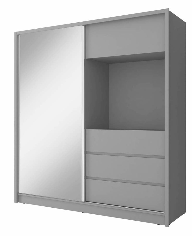 TV Sliding Door Wardrobe 204cm [Grey] - White Background