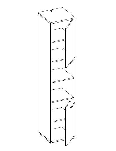 CP-08 Tall Storage Cabinet for Vertical Wall Bed Concept Pro - Interior Layout