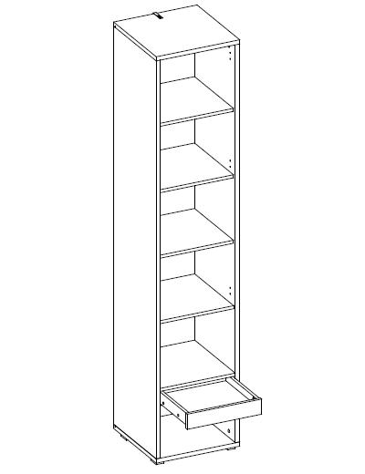CP-07 Tall Storage Cabinet for Vertical Wall Bed Concept Pro - Interior Layout
