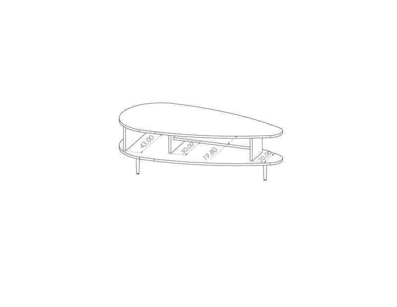 Vasina 04 Coffee Table [Oak] - Product Dimensions