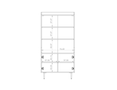 Vasina 06 Bookcase 80cm [Oak] - Product Dimensions 2