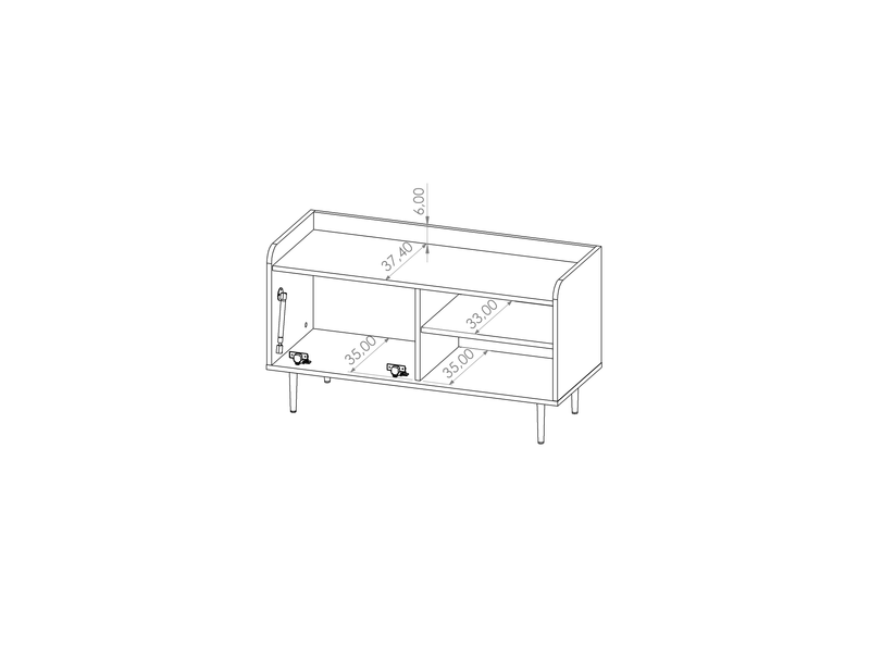 Vasina 07 TV Cabinet 100cm [Oak] - Product Dimensions