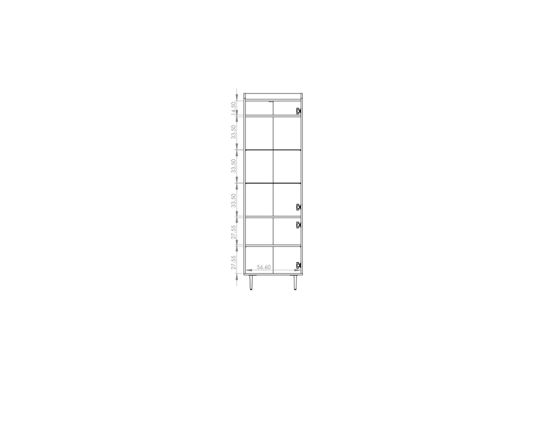 Vasina 09 Tall Display Cabinet 60cm [Oak] - Product Dimensions 2