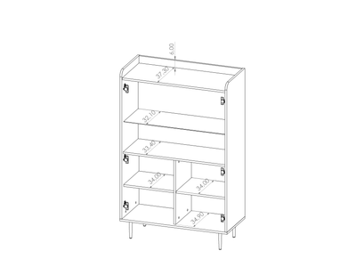 Vasina 10 Display Cabinet 90cm [Oak] - Product Dimensions