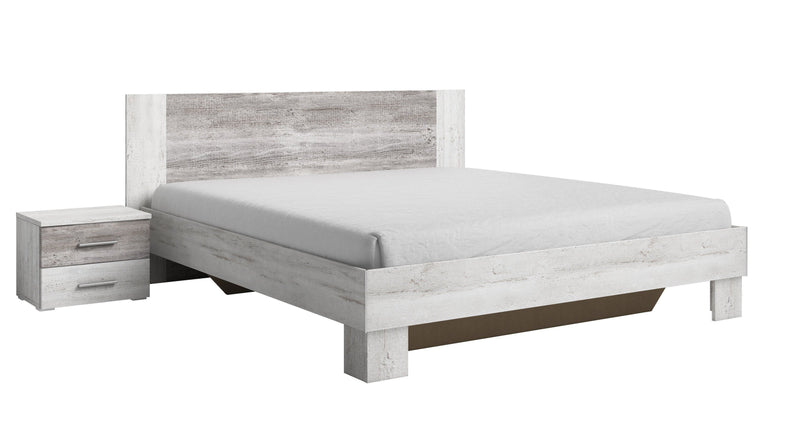 Vera Bed 160cm with Bedside Cabinets [Arctic Pine] - White Background