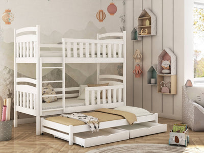 Viki Bunk Bed with Trundle and Storage [White] - Product Arrangement #1